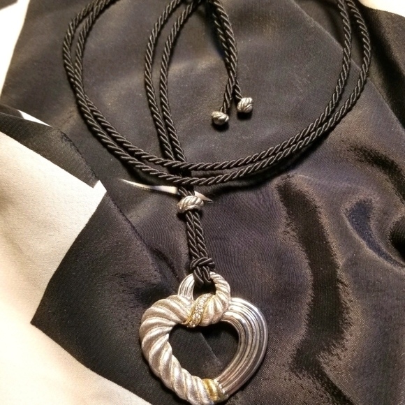 JUDITH RIPKA CZ Heart Silk Cord Necklace - Picture 7 of 8